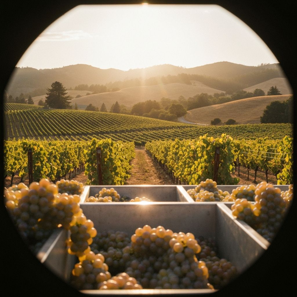 Sonoma County crush pad during harvest